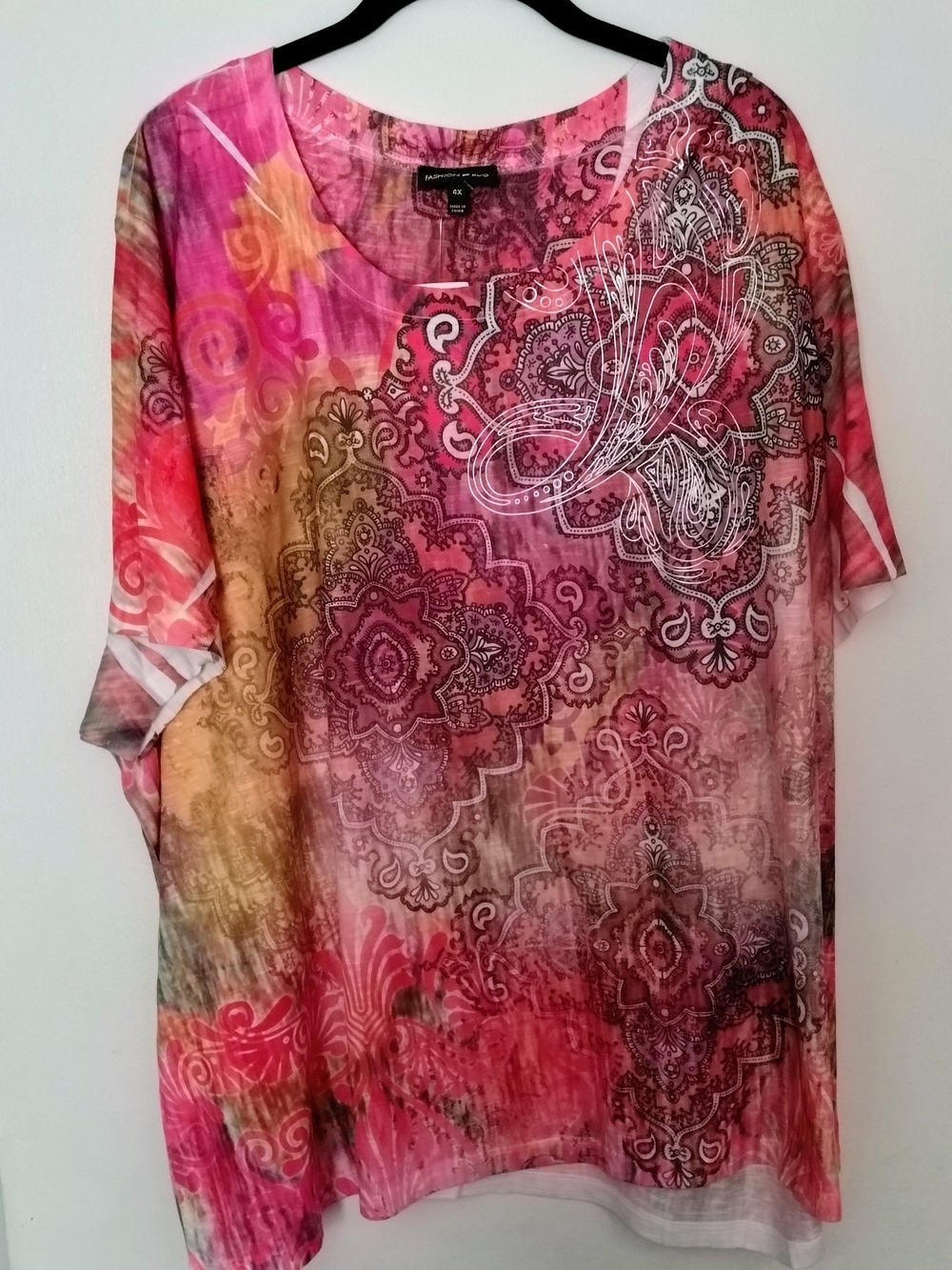 Fashion Bug Pink Coral Paisley-Print Tunic